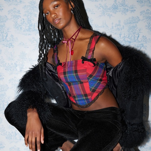 Urban Outfitters Kimchi Blue Perfectly Precious Plaid Bustier Top - Picture 5 of 9